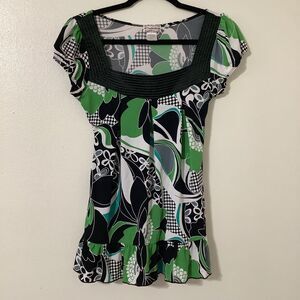 Vintage Y2K Fairycore Funky Tie Waist Ruffle Babydoll Fairy Puff Sleeve Top S